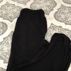 Black Drawstring Linen Joggers